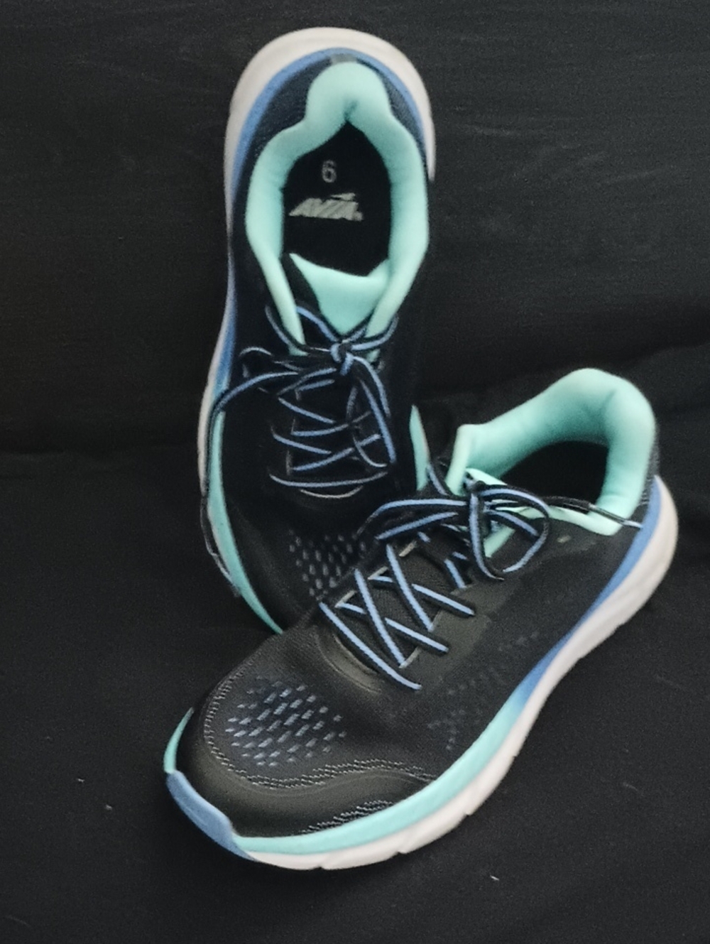 Avia Black and Mint Athletic Sneakers